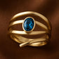 Sterling Silver London Blue Topaz Ring – Oval Bezel Set Wrap Shank Modern Statement Jewelry