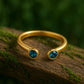 Sterling Silver London Blue Topaz Open Ring – Round Cut Bezel Set Adjustable Gift Jewelry