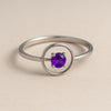 Sterling Silver Amethyst Ring: Modern Halo Jewelry Gift