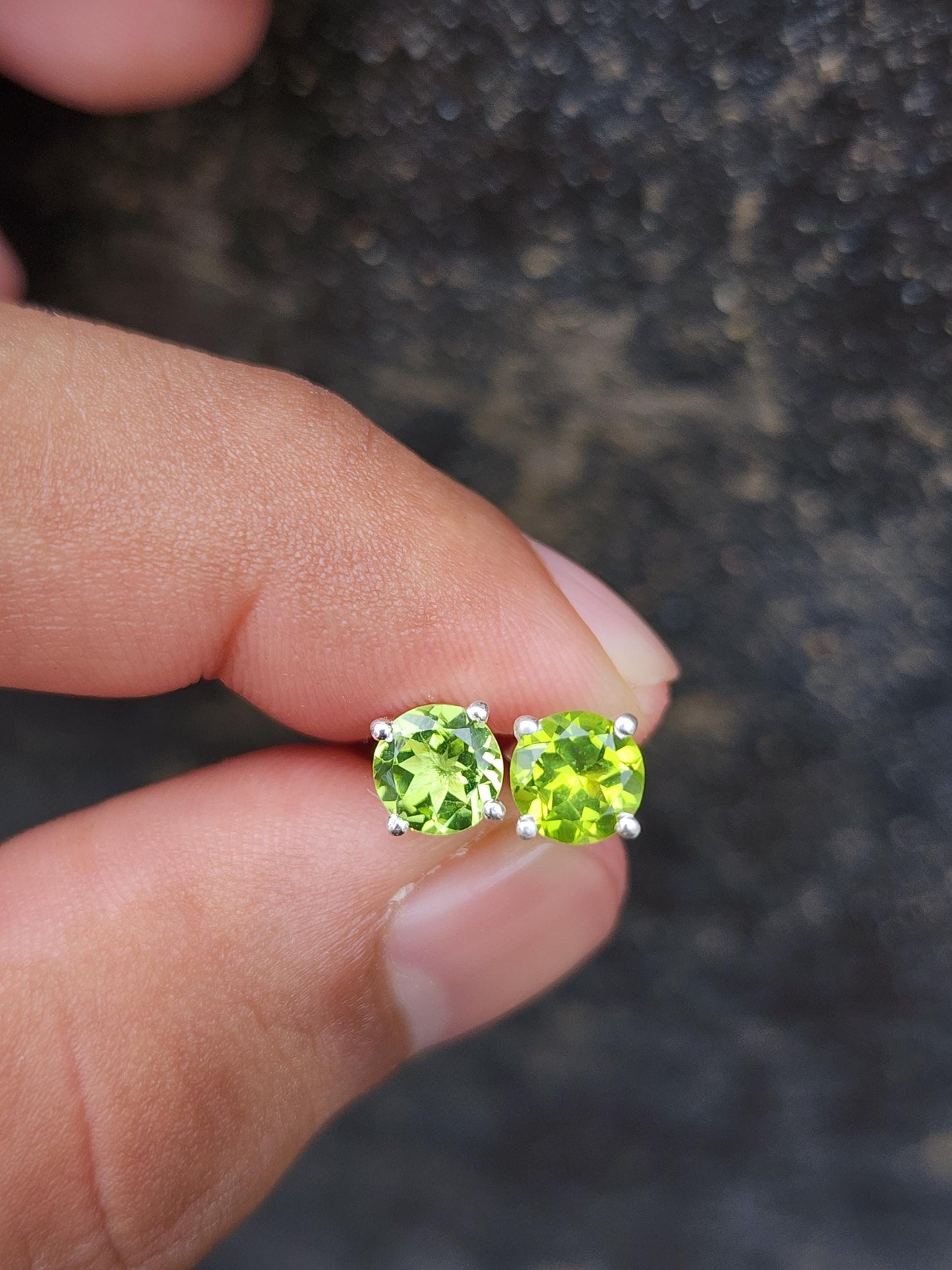 Natural Peridot Stud Earrings 925 Sterling Silver Green Gemstone Jewelry Gift
