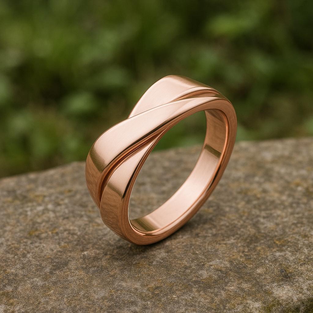 Sterling Silver Wave Band Ring – Modern Overlap Shank Minimalist Statement Jewelry