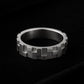 Sterling Silver Pixel Band Ring – Modern Flat Shank Textured Cut Out Statement Jewelry