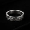 Sterling Silver Pixel Band Ring – Modern Flat Shank Textured Cut Out Statement Jewelry