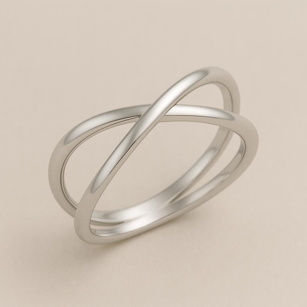 925 Silver Crossover Ring | Minimalist Double Band X Ring | Modern Stacking Jewelry Gift
