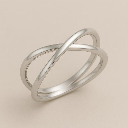 925 Silver Crossover Ring | Minimalist Double Band X Ring | Modern Stacking Jewelry Gift