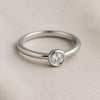 Moissanite Bezel Ring 925 Silver | Minimalist Round Cut Engagement Ring | Dainty Modern Promise Jewelry