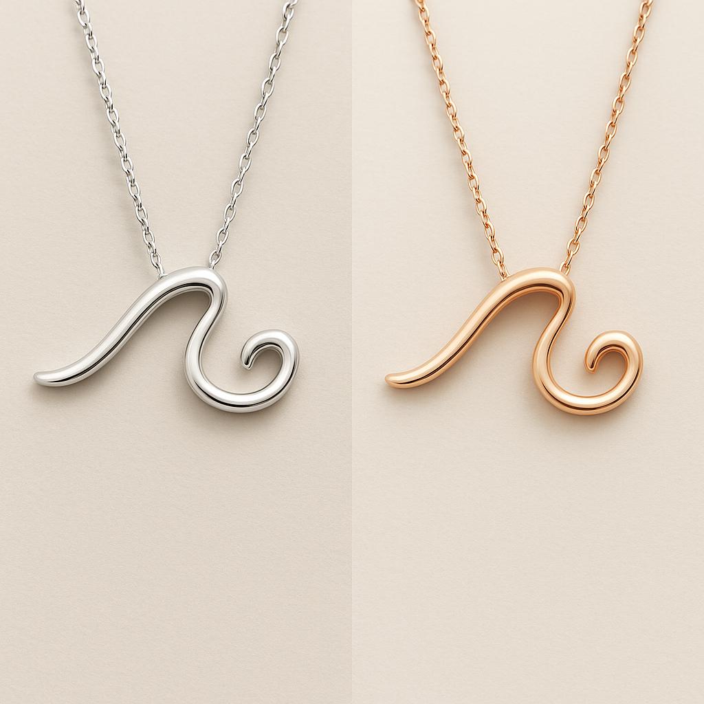 Sterling Silver Wave Pendant Necklace: Minimalist Ocean Surf Jewelry