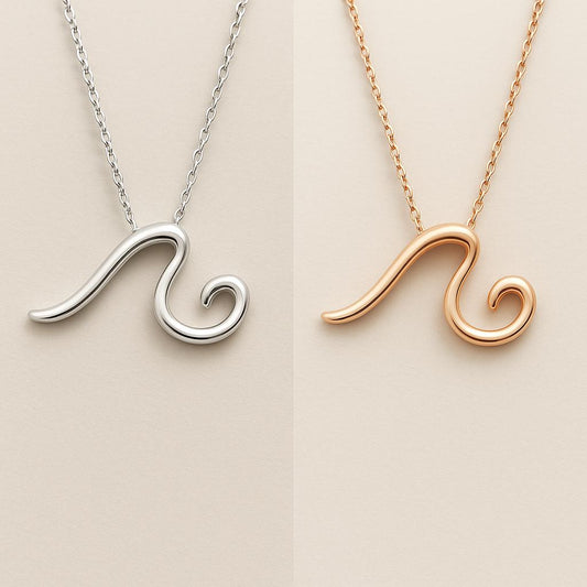 Sterling Silver Wave Pendant Necklace: Minimalist Ocean Surf Jewelry