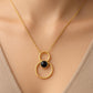 Onyx Silver Pendant 925 | Double Circle Necklace | Modern Minimalist Black Gem Jewelry Gift