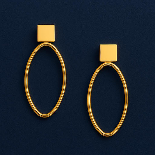 925 Silver Oval Earrings | Minimalist Geometric Drop Hoops | Modern Everyday Statement Jewelry