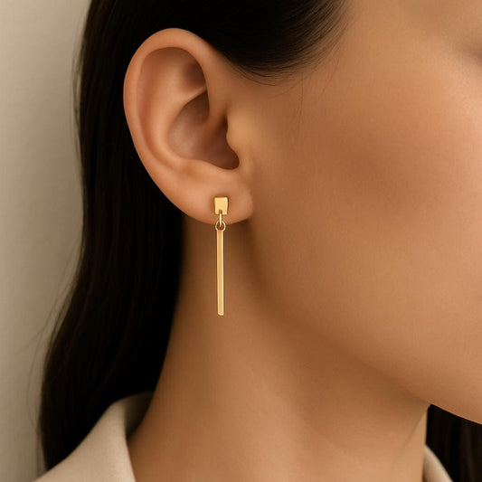 925 Silver Bar Earrings | Minimalist Drop Dangle Studs | Modern Geometric Everyday Jewelry Gift