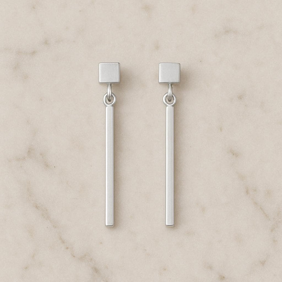 925 Silver Bar Earrings | Minimalist Drop Dangle Studs | Modern Geometric Everyday Jewelry Gift