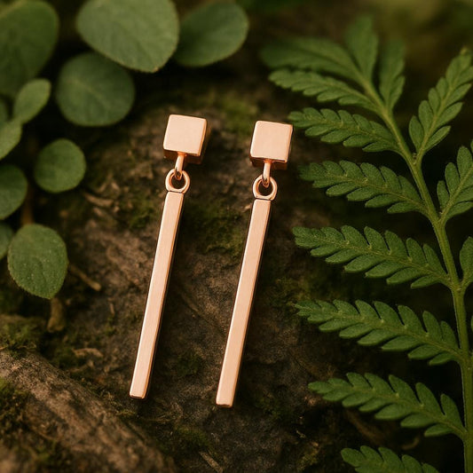 925 Silver Bar Earrings | Minimalist Drop Dangle Studs | Modern Geometric Everyday Jewelry Gift