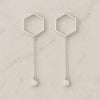 925 Silver Hexagon Earrings | CZ Dangle Drop Earrings | Minimalist Geometric Modern Jewelry Gift