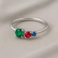 Trio CZ Ring Silver 925 | Colorful Three Stone Ring | Dainty Minimalist Stacking Jewelry Gift
