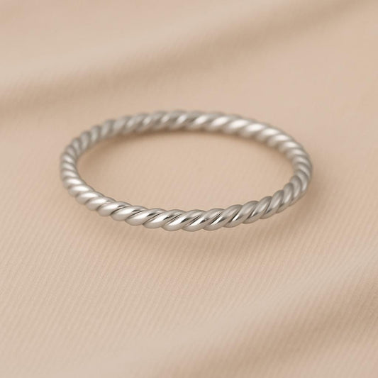 Twisted Band Ring Silver 925 | Dainty Stacking Rope Ring | Minimalist Everyday Jewelry Gift