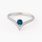 London Blue Topaz Ring Silver 925 | Chevron V Shape Band | Dainty Gemstone Promise Jewelry