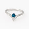 London Blue Topaz Ring Silver 925 | Chevron V Shape Band | Dainty Gemstone Promise Jewelry