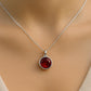 925 Silver Red CZ Pendant Necklace Ruby Look Minimal Jewelry