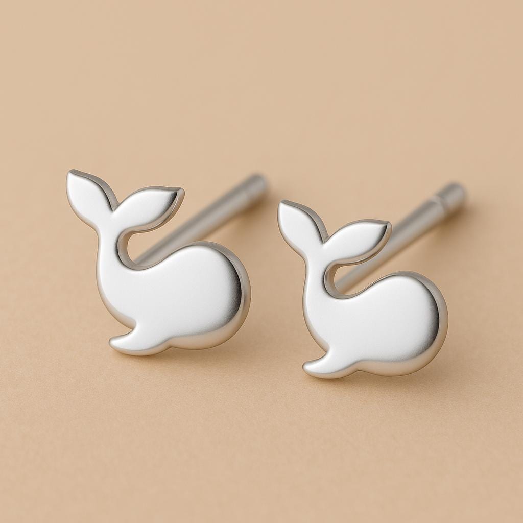 Sterling Silver Whale Stud Earrings: Minimalist Nautical Jewelry