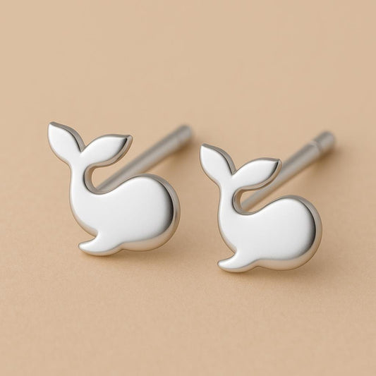 Sterling Silver Whale Stud Earrings: Minimalist Nautical Jewelry