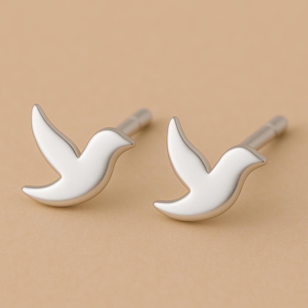 Sterling Silver Dove Stud Earrings: Minimalist Peace Jewelry