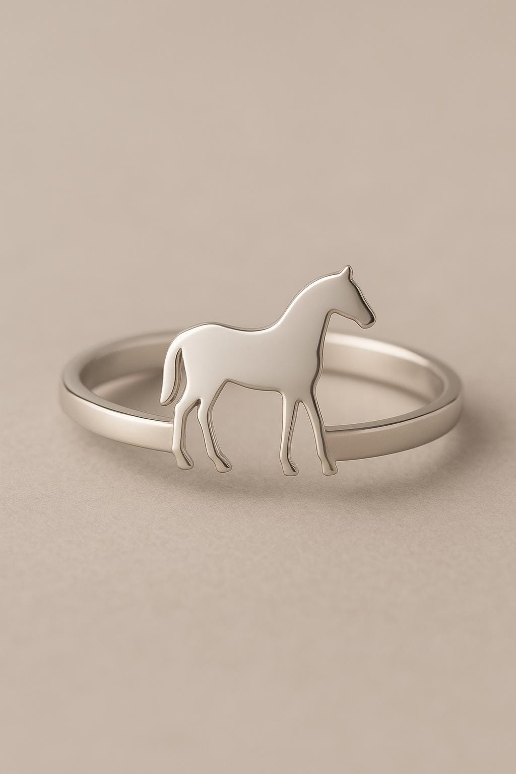 Sterling Silver Horse Ring: Minimalist Equestrian Jewelry Gift
