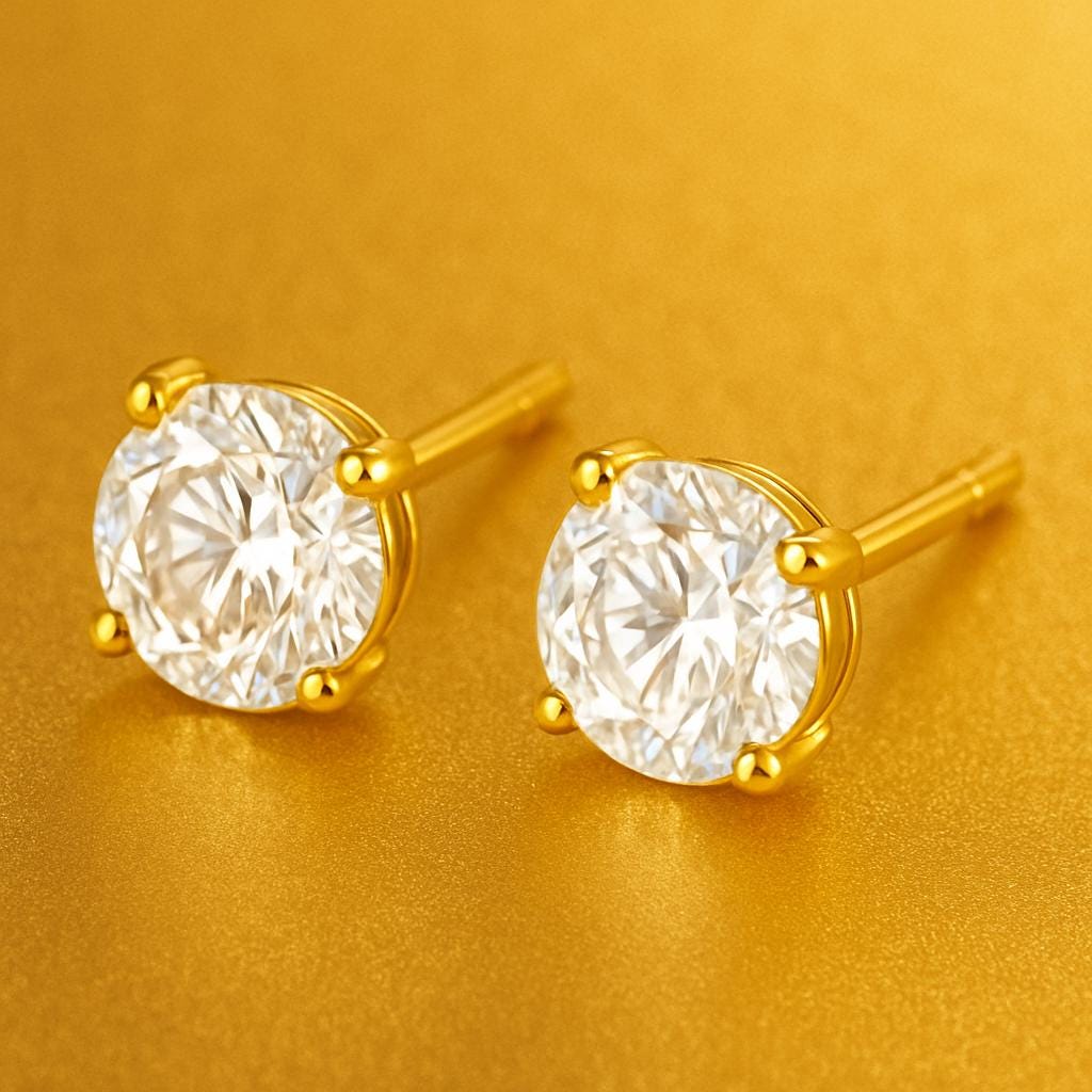 White CZ Stud Earrings 925 Silver | Round Cut Solitaire | Sterling Silver Jewelry Gift