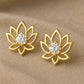 Lotus Flower Stud Earrings Silver 925 CZ | Spiritual Yoga Jewelry Gift