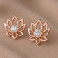 Lotus Flower Stud Earrings Silver 925 CZ | Spiritual Yoga Jewelry Gift