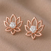 Lotus Flower Stud Earrings Silver 925 CZ | Spiritual Yoga Jewelry Gift