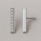 Bar Stud Earrings Silver 925 CZ | Minimal Dainty Everyday Jewelry