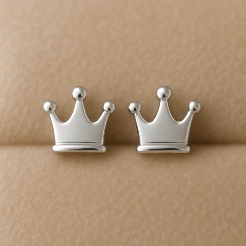 Sterling Silver Crown Stud Earrings: Royal Minimalist Jewelry