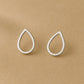 Sterling Silver Teardrop Stud Earrings: Minimalist Outline Drop Jewelry