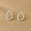 Sterling Silver Teardrop Stud Earrings: Minimalist Outline Drop Jewelry