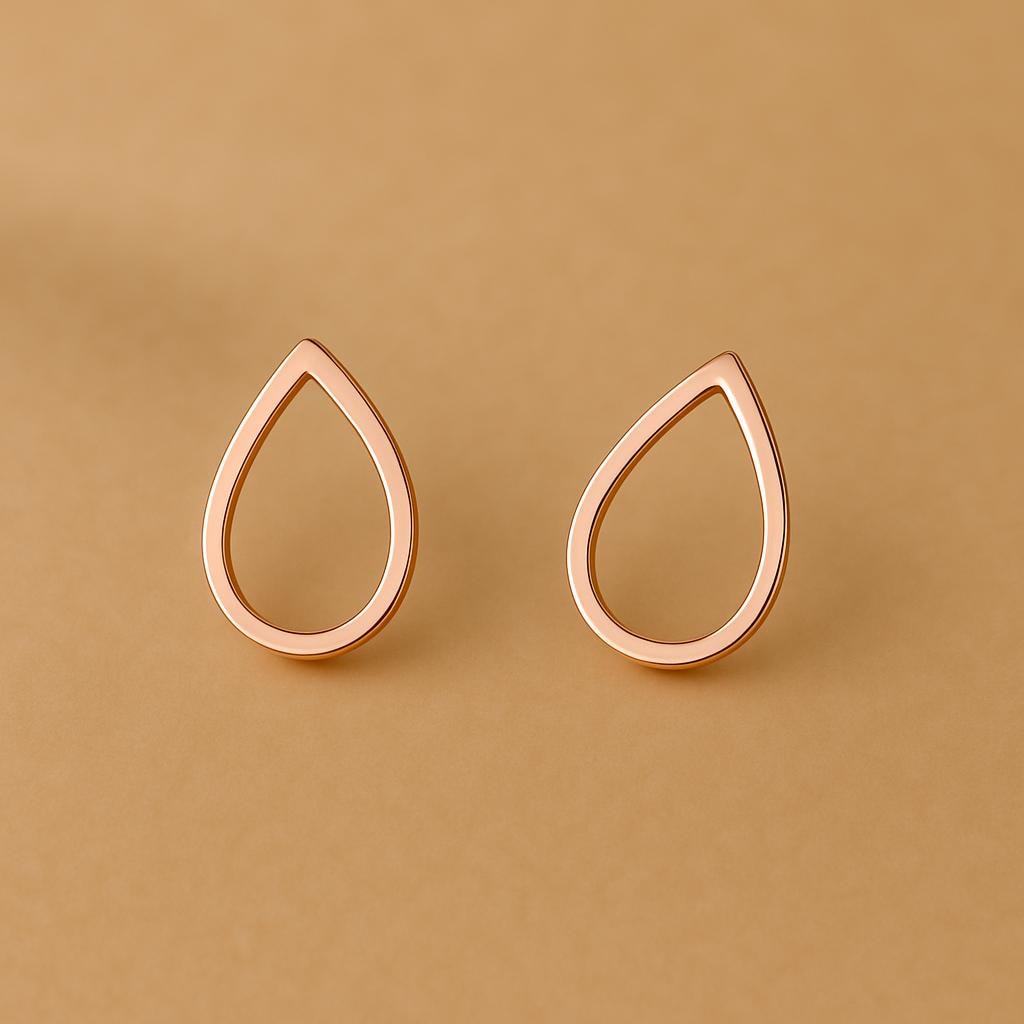Sterling Silver Teardrop Stud Earrings: Minimalist Outline Drop Jewelry