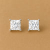 Sterling Silver Princess Cut CZ Stud Earrings: Modern Minimalist Style