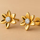 White CZ Flower Stud Earrings: Sterling Silver 925 Dainty Floral Jewelry