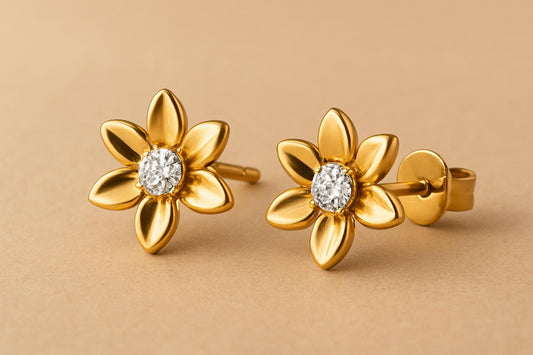 White CZ Flower Stud Earrings: Sterling Silver 925 Dainty Floral Jewelry