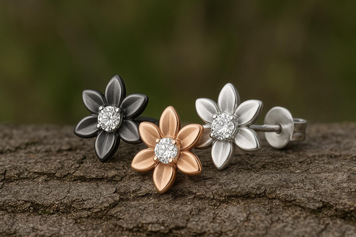 White CZ Flower Stud Earrings: Sterling Silver 925 Dainty Floral Jewelry