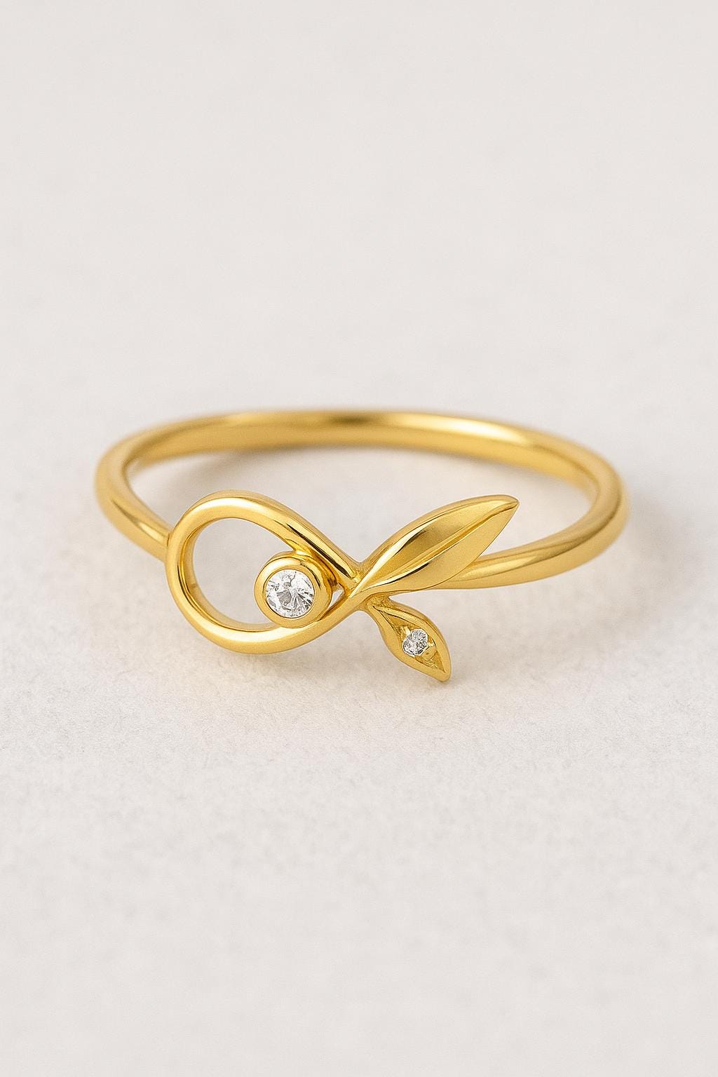 Sterling Silver Leaf Ring: Moissanite Promise Ring