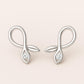 Sterling Silver Infinity Leaf Stud Earrings: Moissanite Stone Dainty Jewelry