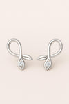 Sterling Silver Infinity Leaf Stud Earrings: Moissanite Stone Dainty Jewelry