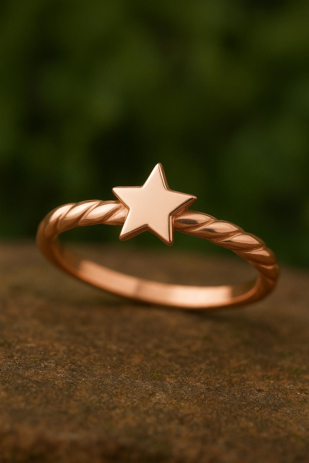 Sterling Silver Star Ring: Twisted Band Dainty Stacking Jewelry