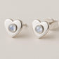 Sterling Silver Heart Moonstone Stud Earrings: Dainty Gemstone Jewelry