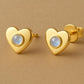 Sterling Silver Heart Moonstone Stud Earrings: Dainty Gemstone Jewelry