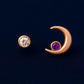 Amethyst Crescent Moon Stud Earrings: Sterling Silver Celestial Jewelry