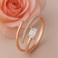 Sterling Silver CZ Emerald Cut Bypass Ring: Adjustable Statement Jewelry