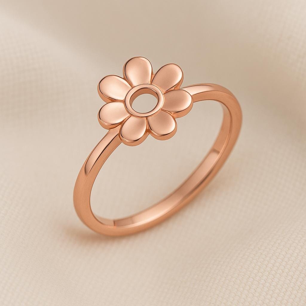 Sterling Silver Daisy Ring: Dainty Flower Band, Minimalist Jewelry