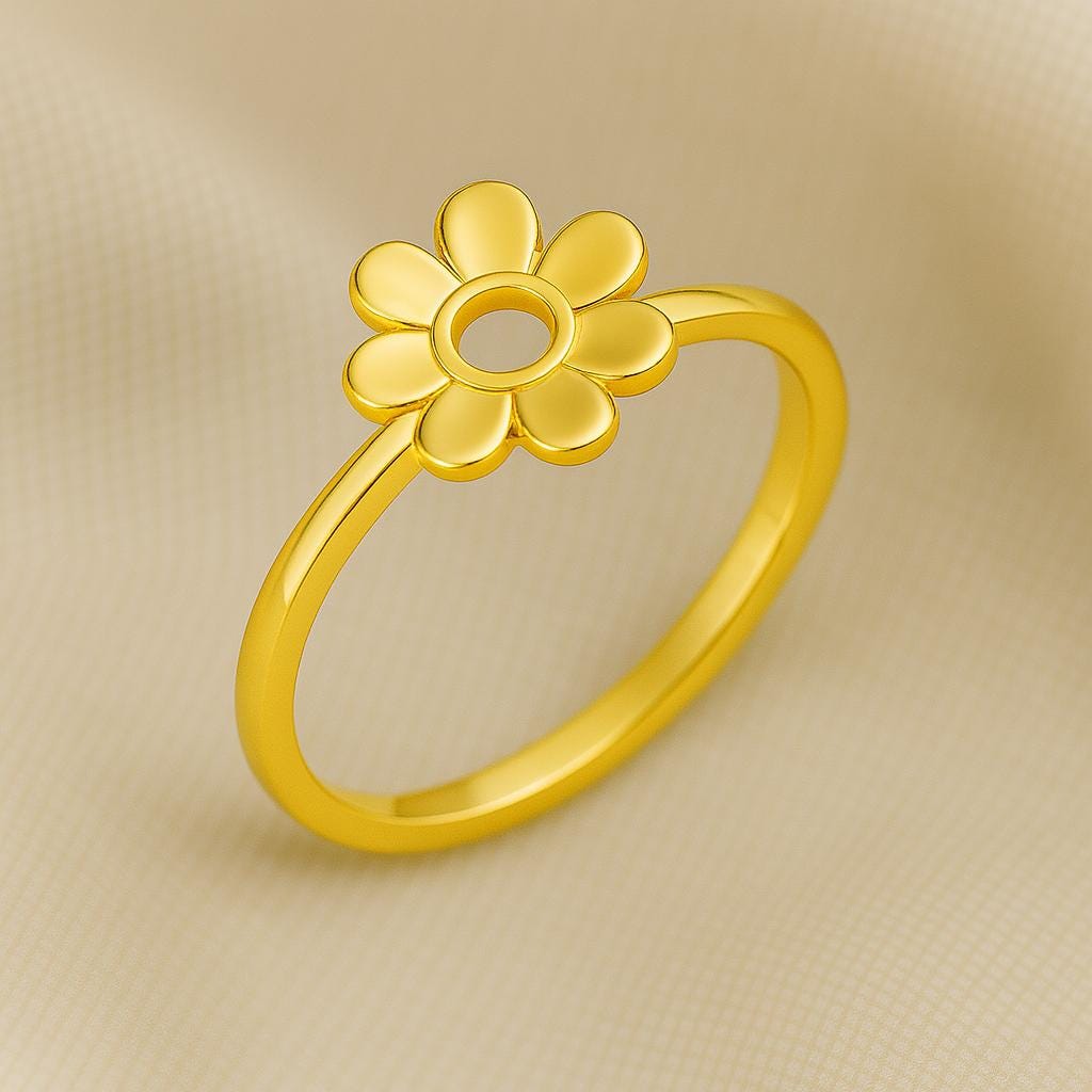 Sterling Silver Daisy Ring: Dainty Flower Band, Minimalist Jewelry